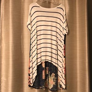 Floral and Striped High Low Top